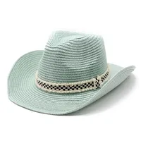 Unisex Basic Hawaiian Vacation Solid Color Flat Eaves Straw Hat main image 3