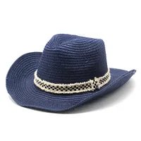 Unisex Basic Hawaiian Vacation Solid Color Flat Eaves Straw Hat sku image 14