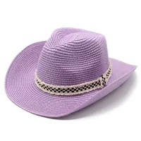 Unisex Basic Hawaiian Vacation Solid Color Flat Eaves Straw Hat sku image 10