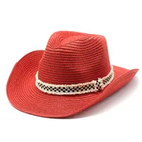 Unisex Basic Hawaiian Vacation Solid Color Flat Eaves Straw Hat main image 5