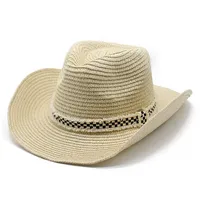 Unisex Basic Hawaiian Vacation Solid Color Flat Eaves Straw Hat main image 1