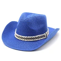 Unisex Basic Hawaiian Vacation Solid Color Flat Eaves Straw Hat sku image 4
