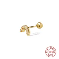 1 Piece Simple Style Solid Color Plating Sterling Silver Zircon Gold Plated Ear Studs main image 2