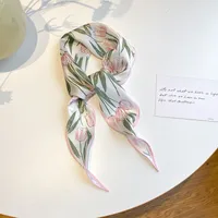 Women's Ig Style Simple Style Flower Satin Printing Silk Scarf sku image 4