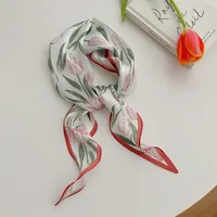 Women's Ig Style Simple Style Flower Satin Printing Silk Scarf sku image 2
