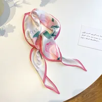 Women's Ig Style Simple Style Flower Satin Printing Silk Scarf sku image 3