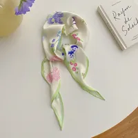 Women's Ig Style Simple Style Flower Satin Printing Silk Scarf sku image 7