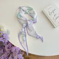 Women's Ig Style Simple Style Flower Satin Printing Silk Scarf sku image 12