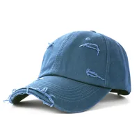 Washed Distressed Worn Hats European And American Hip-hop Personality Cotton Baseball Sunshade Curved Brim Caps Tide sku image 2