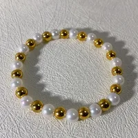 Basic Classic Style Geometric 304 Stainless Steel Imitation Pearl 18K Gold Plated Bracelets In Bulk main image 2