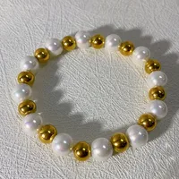 Basic Classic Style Geometric 304 Stainless Steel Imitation Pearl 18K Gold Plated Bracelets In Bulk main image 5