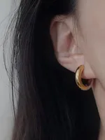 Simple 18k Gold-plated Stainless Steel Jewelry Gold And Silver Hoop Earrings Jewelry main image 3
