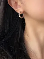 Simple 18k Gold-plated Stainless Steel Jewelry Gold And Silver Hoop Earrings Jewelry main image 2