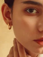 Simple 18k Gold-plated Stainless Steel Jewelry Gold And Silver Hoop Earrings Jewelry main image 1