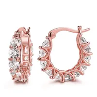 Fashion Full Inlaid Zircon Copper Lace Earrings U-shaped Earrings sku image 1