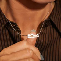 925 Sterling Silver Cable Chain Plating Hollow Out Mountain Necklace main image 2