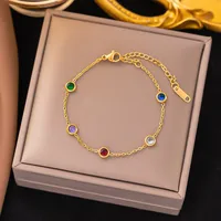 304 Stainless Steel 18K Gold Plated Lady Plating Inlay Multicolor Artificial Rhinestones Bracelets Earrings Necklace main image 1