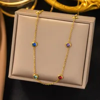 304 Stainless Steel 18K Gold Plated Lady Plating Inlay Multicolor Artificial Rhinestones Bracelets Earrings Necklace main image 4