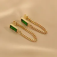 1 Pair Retro Simple Style Rectangle Plating Inlay 304 Stainless Steel Artificial Rhinestones 18K Gold Plated Drop Earrings main image 2