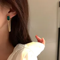 1 Pair Retro Simple Style Rectangle Plating Inlay 304 Stainless Steel Artificial Rhinestones 18K Gold Plated Drop Earrings main image 3