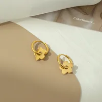 1 Pair Elegant Flower Plating 304 Stainless Steel 18K Gold Plated Earrings main image 5