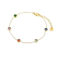 304 Stainless Steel 18K Gold Plated Lady Plating Inlay Multicolor Artificial Rhinestones Bracelets Earrings Necklace main image 3