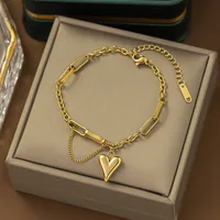 304 Stainless Steel 18K Gold Plated Sweet Plating Heart Shape Bracelets Necklace sku image 1
