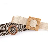Basic Square Straw Woven Belt Women's Woven Belts main image 3