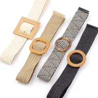 Basic Square Straw Woven Belt Women's Woven Belts main image 5
