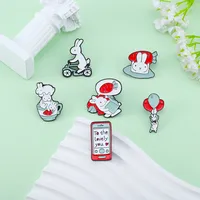 Cute Simple Style Rabbit Alloy Stoving Varnish Women's Brooches main image 5