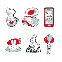 Cute Simple Style Rabbit Alloy Stoving Varnish Women's Brooches main image 4