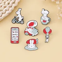 Cute Simple Style Rabbit Alloy Stoving Varnish Women's Brooches main image 1
