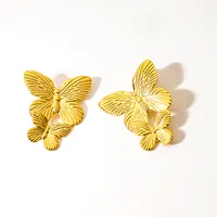 1 Pair Sweet Insect Flower Plating 304 Stainless Steel Turquoise 18K Gold Plated Ear Studs main image 1