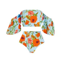 Women's Sexy Skinny Solid Color Flower One Piece Swimwear sku image 5