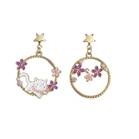 1 Pair Cute Flower Enamel Inlay Alloy Rhinestones Pearl Drop Earrings main image 5