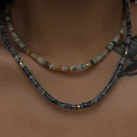 Wholesale Jewelry IG Style Natural Stone 18K Gold Plated Beaded Necklace main image 1