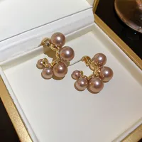 Fashion Geometric Inlaid Pearls Alloy Artificial Gemstones Earrings sku image 2