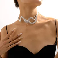 New Punk Style Simple  Metal Texture Multilayer Thick Chain Necklace sku image 7