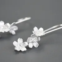1 Pair 925 Sterling Silver Flower Drop Earrings main image 2