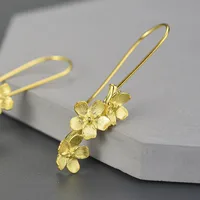 1 Pair 925 Sterling Silver Flower Drop Earrings main image 1