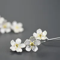 1 Pair 925 Sterling Silver Flower Drop Earrings main image 3