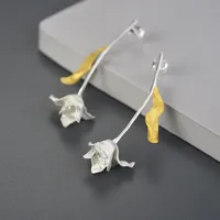 1 Pair 925 Sterling Silver Leaf Flower Drop Earrings main image 1