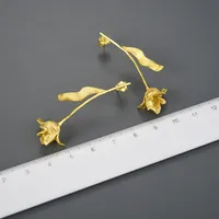1 Pair 925 Sterling Silver Leaf Flower Drop Earrings main image 2