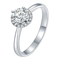 925 Sterling Silver Moissanite Round Rings main image 1