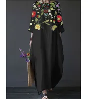 Women's Regular Dress Vintage Style Ethnic Style Round Neck Printing 3/4 Length Sleeve Flower Maxi Long Dress Holiday Tea Party main image 4