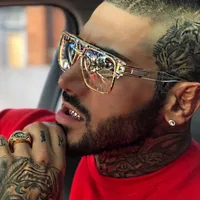 Classic Style Color Block Resin Square Half Frame Men's Sunglasses main image 1