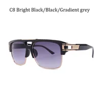 Classic Style Color Block Resin Square Half Frame Men's Sunglasses sku image 2