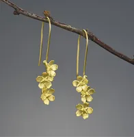 1 Pair 925 Sterling Silver Flower Drop Earrings sku image 2
