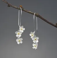 1 Pair 925 Sterling Silver Flower Drop Earrings sku image 3