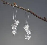 1 Pair 925 Sterling Silver Flower Drop Earrings sku image 1